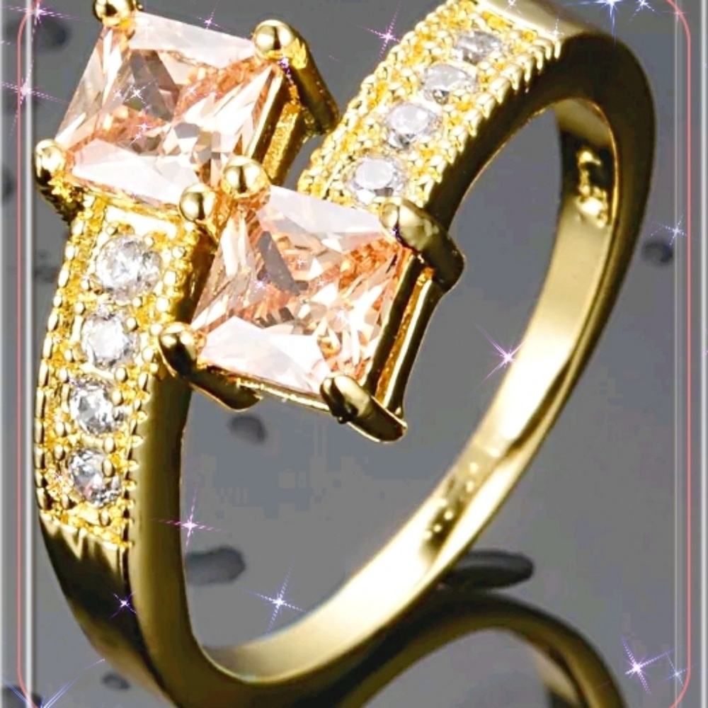 Champagne and white topaz gold filled ring